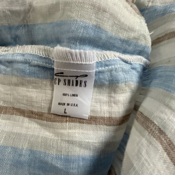 CP Shades Womens Striped Linen Tunic Dress Top Large Blue/Brown Pockets NWOT - Picture 4 of 8